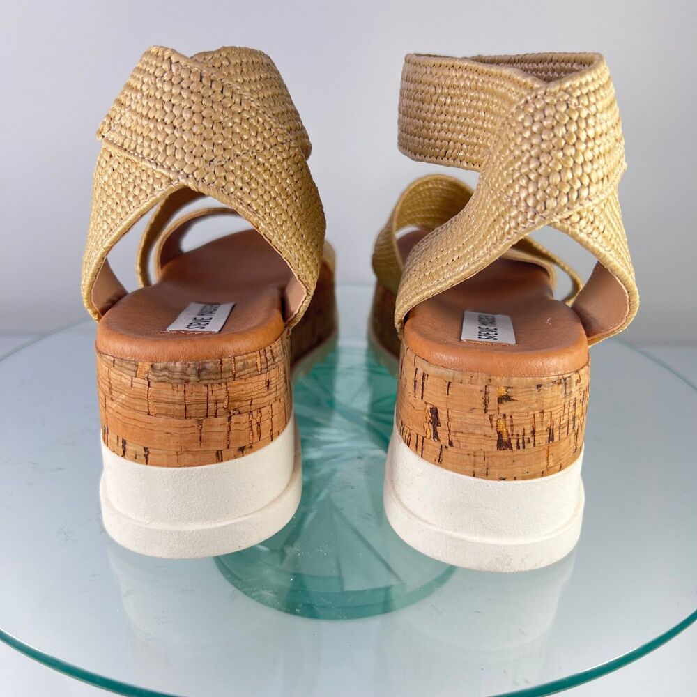 Steve Madden Bandi platform Sandals Cork ankle strap boho wedge - Picture 6 of 9